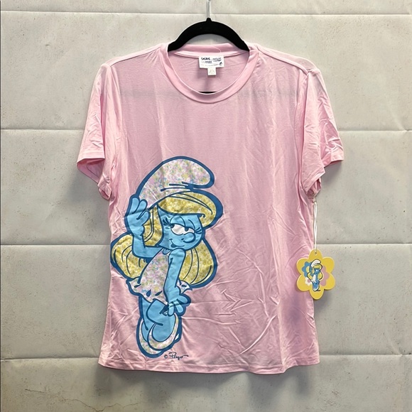 Unique Vintage Tops - Unique Vintage, ‘23, Pink Smurfette Shortsleeved, Graphic Tee. (L 10/12)